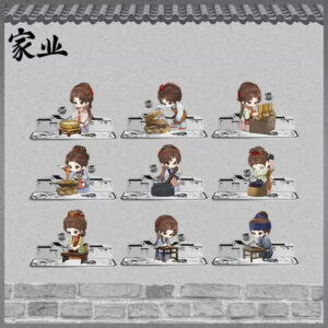 Free Shipping Cute Chibi Ink Craft Character Standees | The Heir Yang Zi (Li Zhen) 9-in-1 Ancient Papermaking & Ink-Making Official Fan Merch